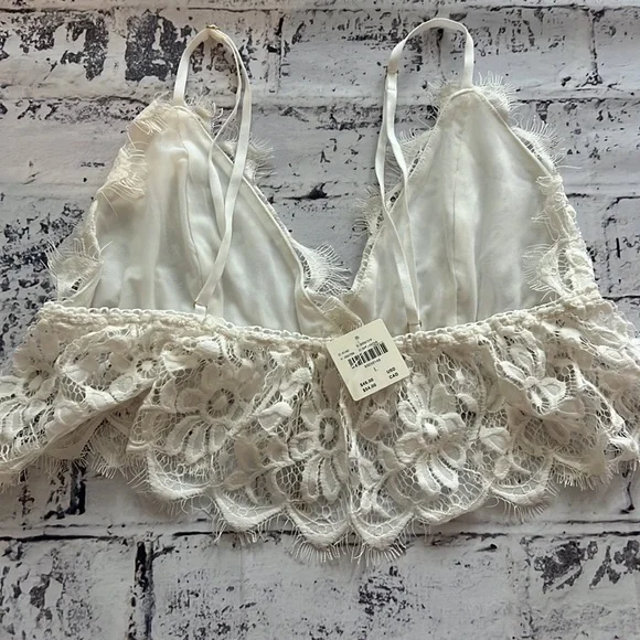 NWT By Anthropologie Ruffle Lace Bra in Ivory Size Large - Picture 5 of 6